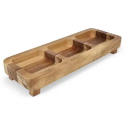 Gift Campaign Vassoio rettangolare in d’acacia con 3 scomparti per snack> Altri Utensili Da Cucina