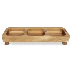 Gift Campaign Vassoio rettangolare in d’acacia con 3 scomparti per snack> Altri Utensili Da Cucina