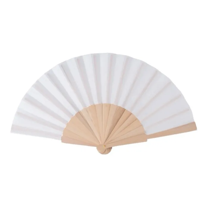 Gift Campaign Ventaglio bianco in rPET e legno chiaro da personalizzare> Ventagli