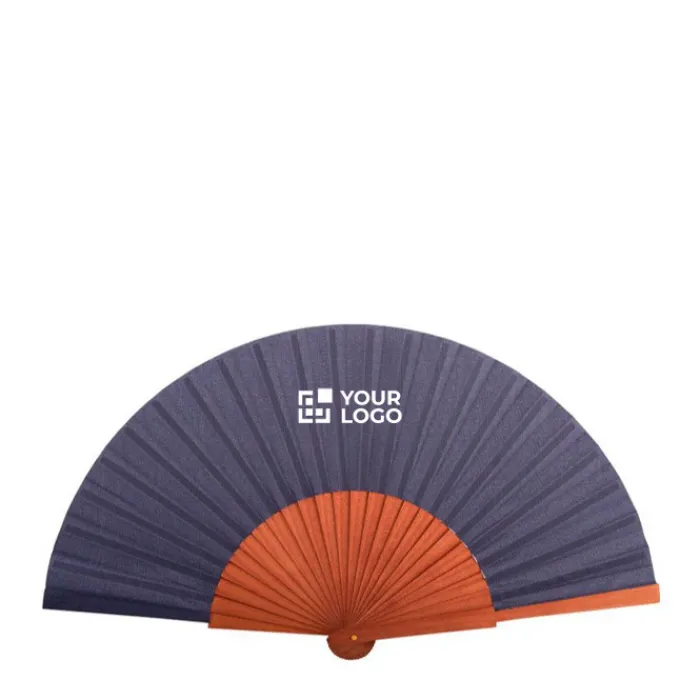 Gift Campaign Ventaglio personalizzabile in legno scuro e tessuto di poliestere 23cm> Ventagli