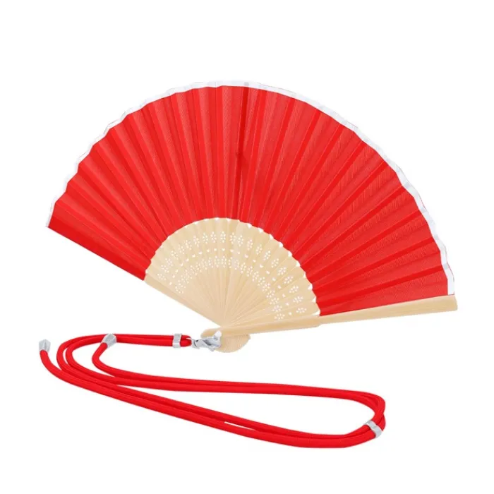 Gift Campaign Ventaglio pubblicitario in poliestere e bambù con cordino coordinato> Ventagli