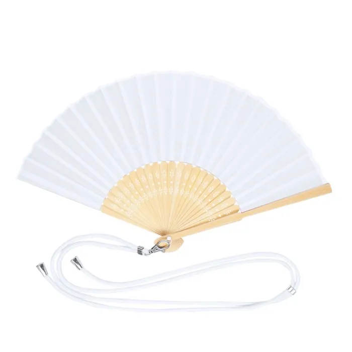 Gift Campaign Ventaglio pubblicitario in poliestere e bambù con cordino coordinato> Ventagli