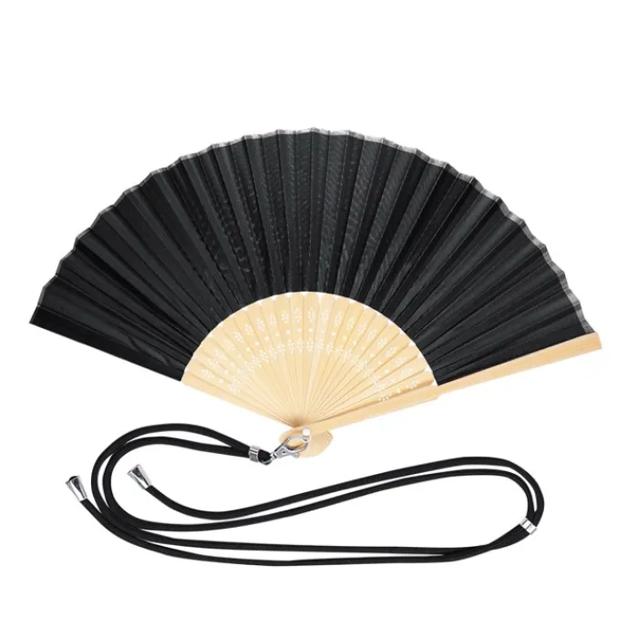 Gift Campaign Ventaglio pubblicitario in poliestere e bambù con cordino coordinato> Ventagli