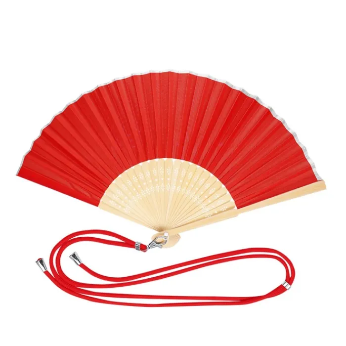 Gift Campaign Ventaglio pubblicitario in poliestere e bambù con cordino coordinato> Ventagli