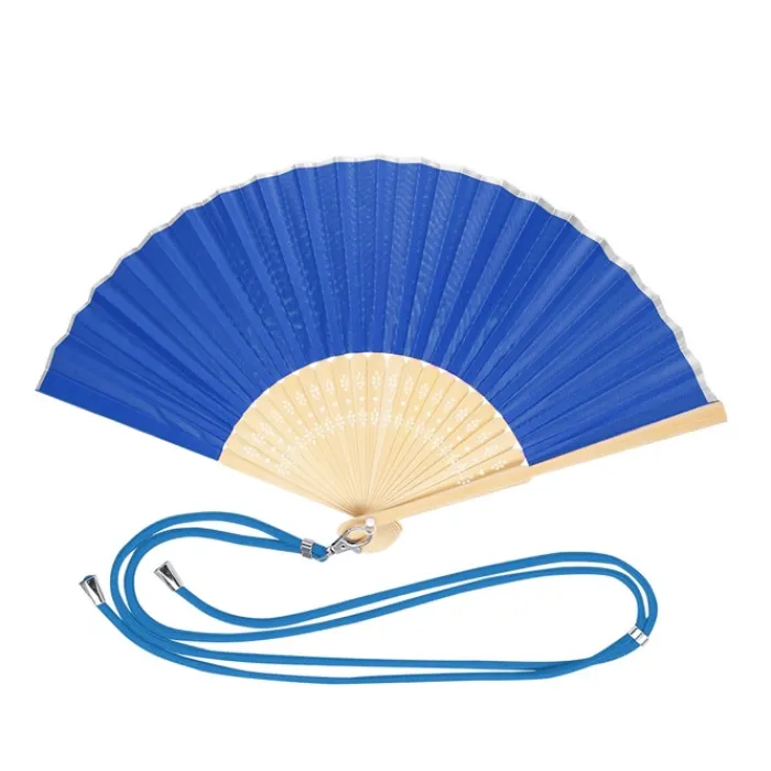 Gift Campaign Ventaglio pubblicitario in poliestere e bambù con cordino coordinato> Ventagli