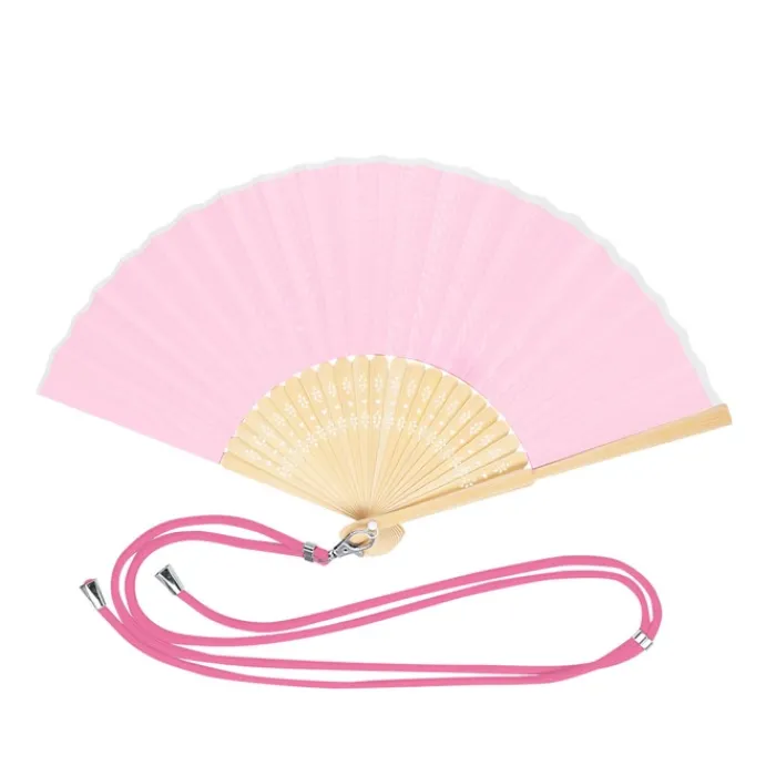 Gift Campaign Ventaglio pubblicitario in poliestere e bambù con cordino coordinato> Ventagli