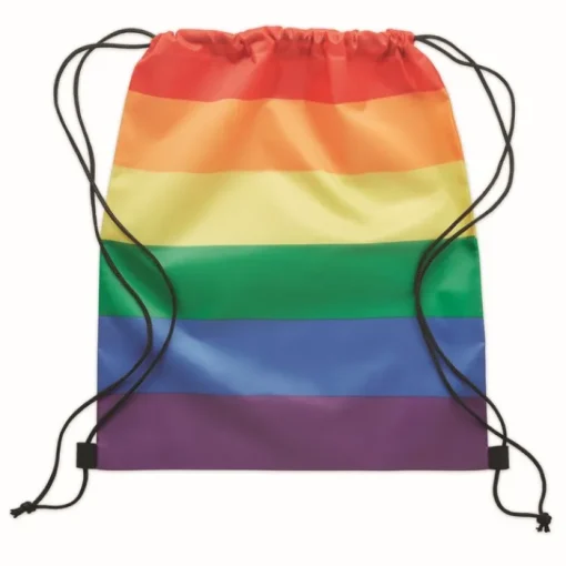 Gift Campaign Zainetti a sacca con logo in RPET con colore arcobaleno Rainbow RPET> Sacche Personalizzate