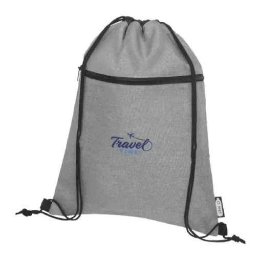 Gift Campaign Zainetto a sacca fronte mélange retro nero con taschino RPET Ultimate> Sacche Personalizzate