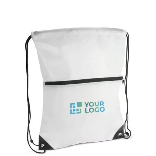 Gift Campaign Zainetto a sacca in rPET 210T con tasca frontale con cerniera> Sacche Personalizzate