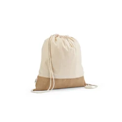Gift Campaign Zainetto in cotone riciclato 180 g/m2 con base in iuta da 275 g/m2> Sacche Personalizzate