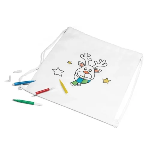 Gift Campaign Zainetto promozionale con renna da colorare in tnt da 80 g/m2 Reno> Gadget Natalizi