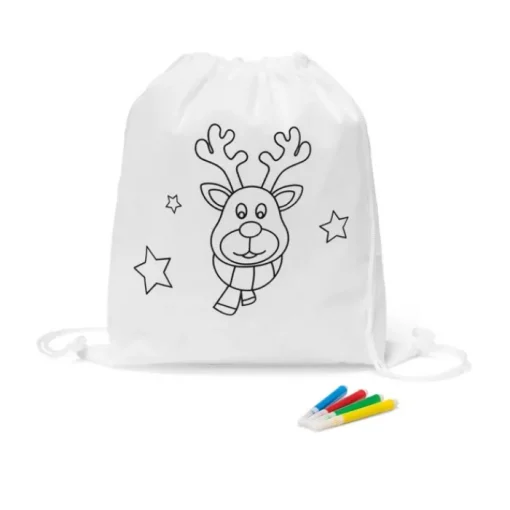 Gift Campaign Zainetto promozionale con renna da colorare in tnt da 80 g/m2 Reno> Gadget Natalizi