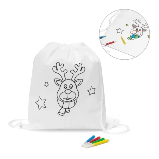 Gift Campaign Zainetto promozionale con renna da colorare in tnt da 80 g/m2 Reno> Gadget Natalizi