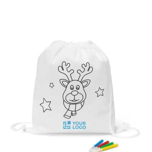 Gift Campaign Zainetto promozionale con renna da colorare in tnt da 80 g/m2 Reno> Gadget Natalizi