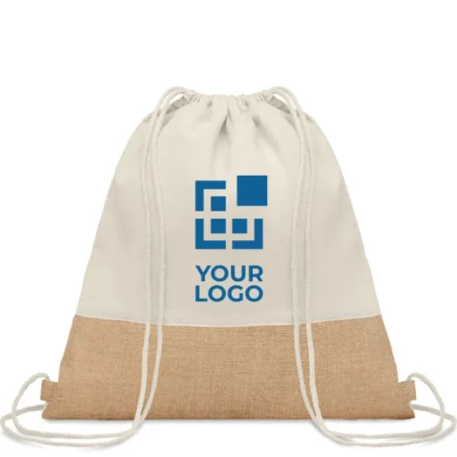 Gift Campaign Zainetto promozionale doppio materiale manici lunghi 160g/m² Natural> Sacche Personalizzate