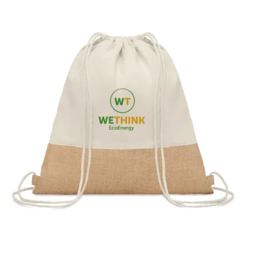 Gift Campaign Zainetto promozionale doppio materiale manici lunghi 160g/m² Natural> Sacche Personalizzate