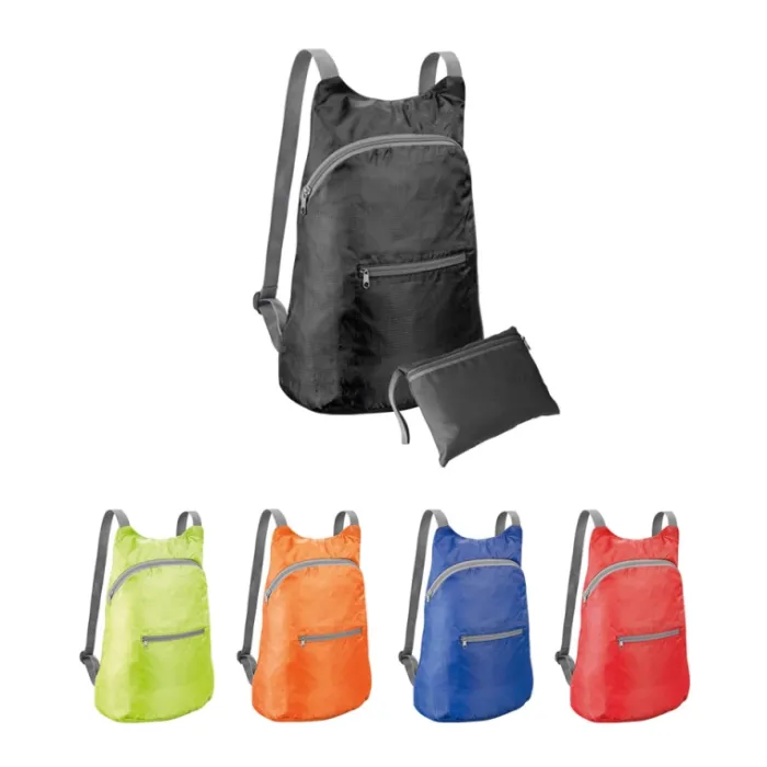 Gift Campaign Zaino con logo richiudibile tasca anteriore in più colori Basic Fold> Zaini Da Viaggio