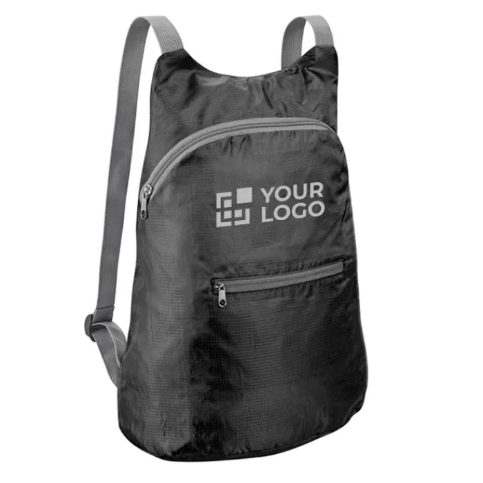 Gift Campaign Zaino con logo richiudibile tasca anteriore in più colori Basic Fold> Zaini Da Viaggio