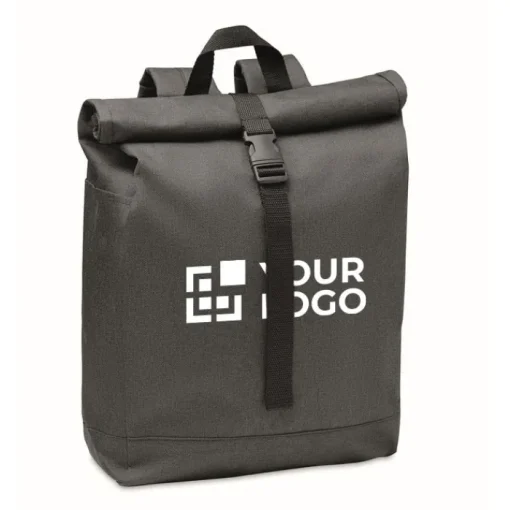 Gift Campaign Zaino da viaggio personalizzato con chiusura rolltop e tasca Roll Top RPET> Zaini Da Viaggio