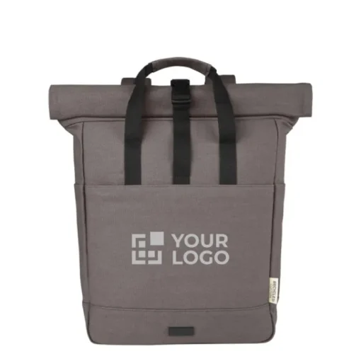 Gift Campaign Zaino rolltop in cotone riciclato certificato 330g/m2 con tasca pc 15”> Zaini Porta Pc
